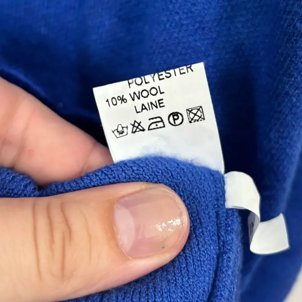 Peace N’ Love Blue Scalloped Cropped Sweater Medium preppy Victorian‎